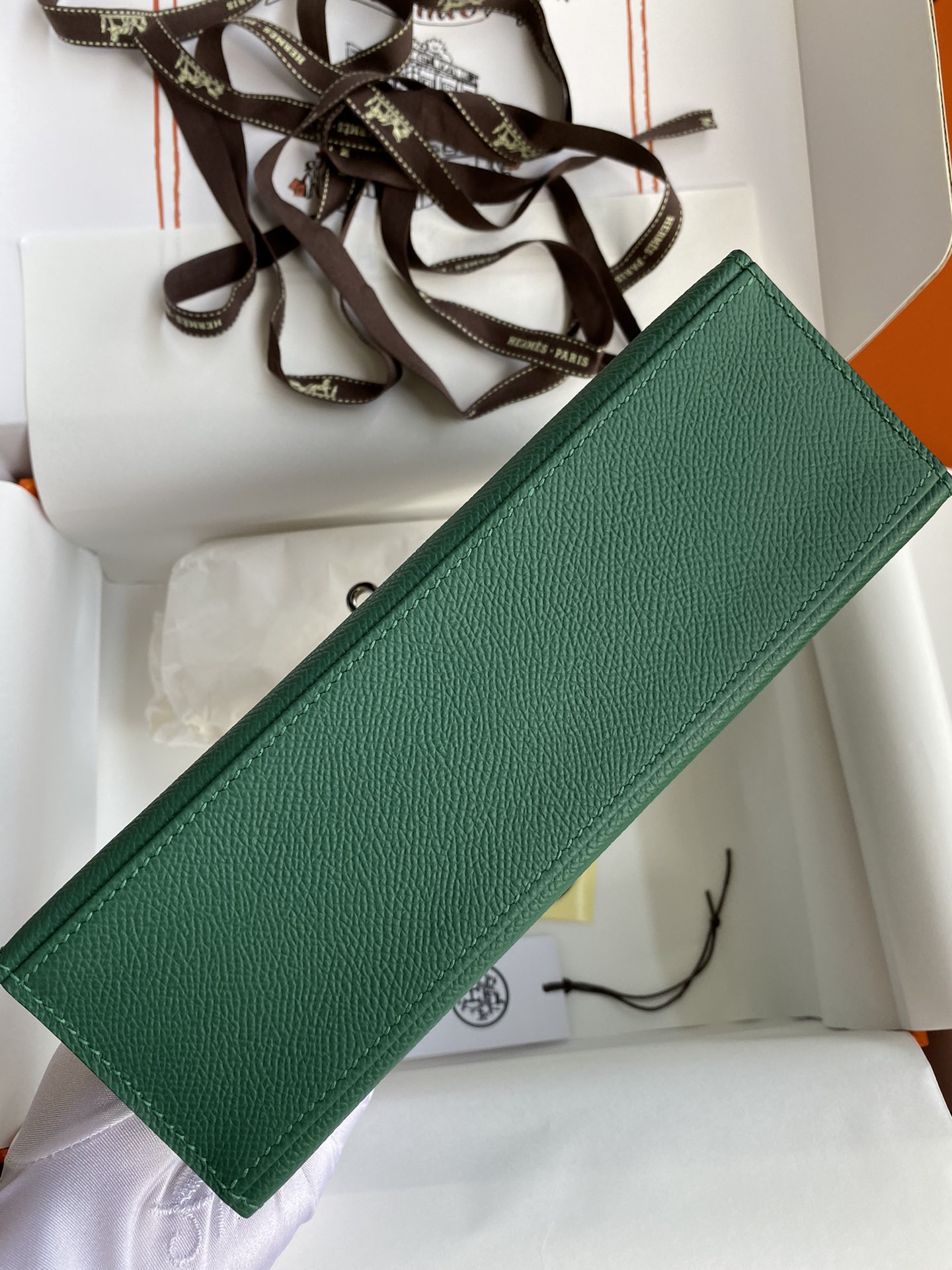 Hermes Mini Kelly Pochette 22cm Bag In Vert Vertigo Epsom Leather